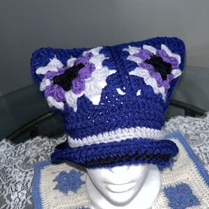 Blue and Purple Crochet Hat
